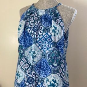 Tommy Bahama Linen Halter Tank Top Blue Large
